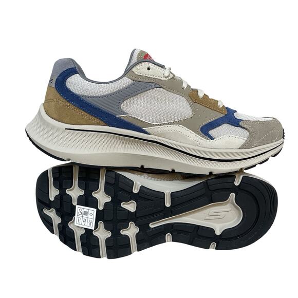 Skechers Go Run Mens Size 10 Sneakers Consistent 2.0 Retro Runner V1 Taupe Blue - Picture 9 of 9